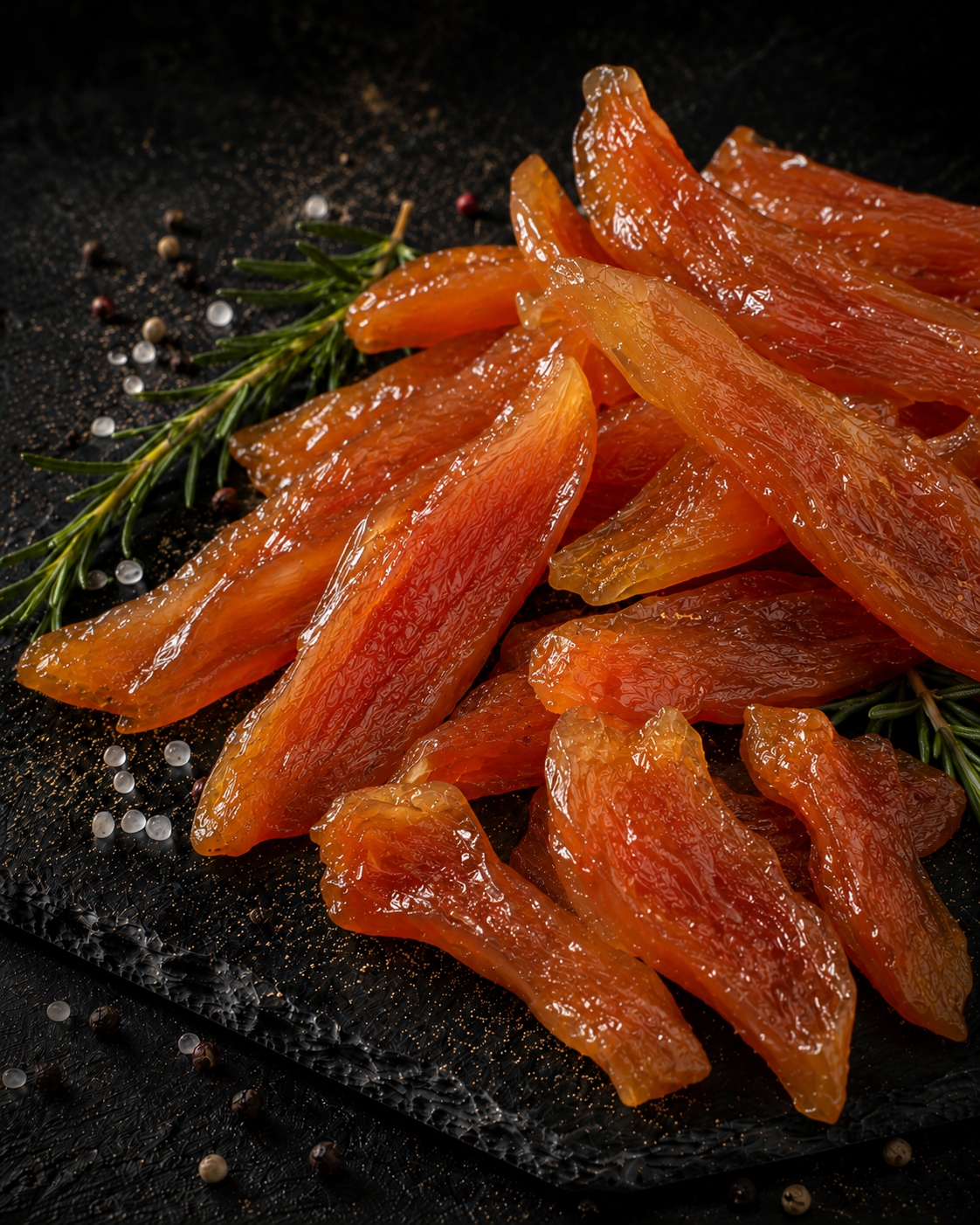 Soft-dried chicken jerky development visual